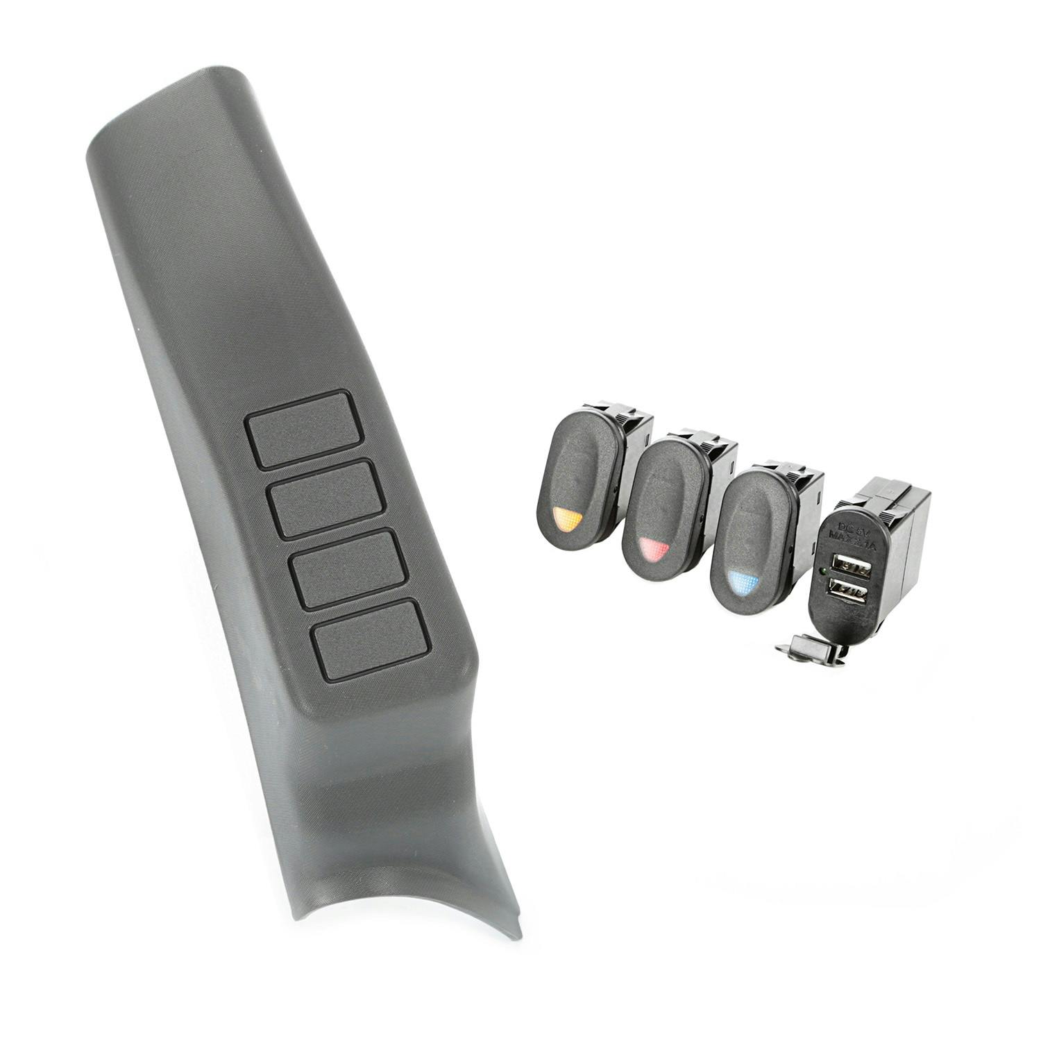 Rugged Ridge 17235.88 A-Pillar Switch Pod; 3 Switch; Dual USB Connector; 07-10 Wrangler