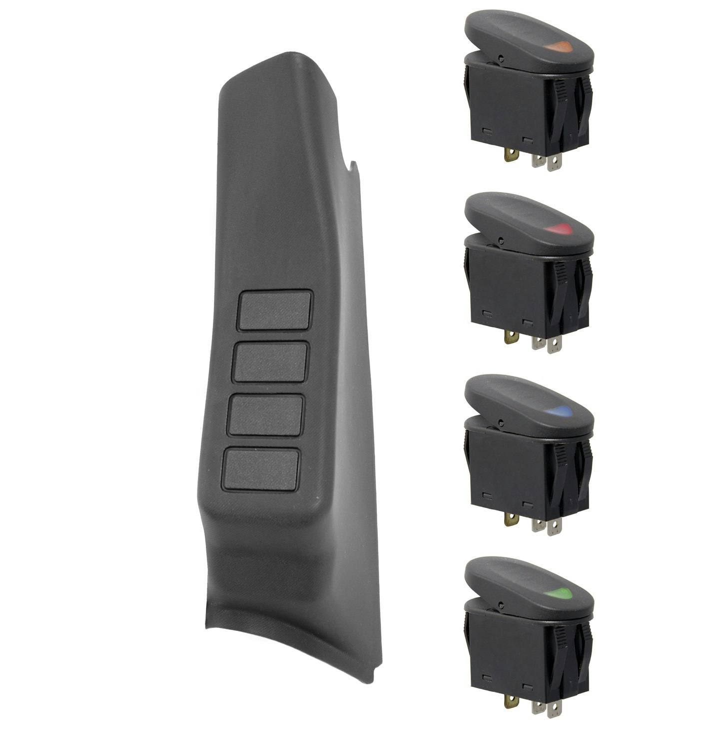 Rugged Ridge 17235.96 A-Pillar 4 Switch Pod Kit, Black Left