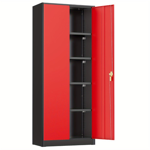 Locking Steel Storage 72" Locking Steel Storage Cabinet - 4 Adjustable Shelves, 2 Doors, Metal Garage Storage for Garage, Basement, Office, File, Home Garage Storage