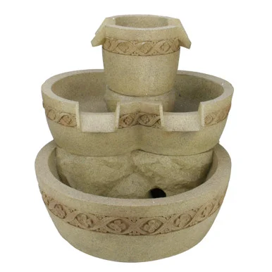 18.25″ LED Lighted 3-Tier Floral Bowl Outdoor Garden Water Fountain