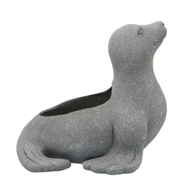 18″ Cement Gray Sea Lion Planter