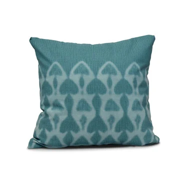 18″ x 18″ Blue and White Watermark Square Outdoor Throw Pillow