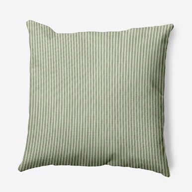 18″ x 18″ Green and White Ticking Stripe Outdoor Throw Pillow