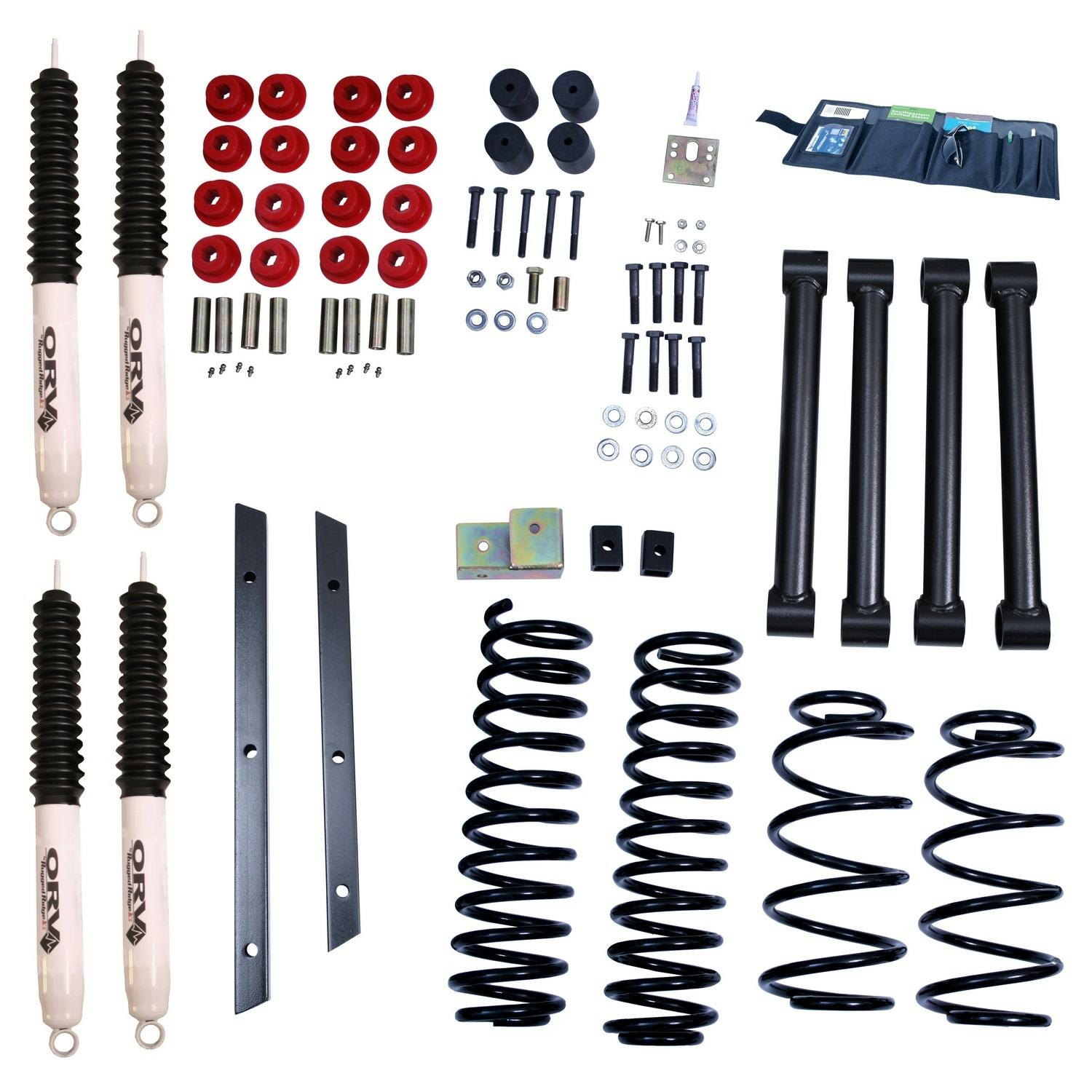 Rugged Ridge 18415.30 2 Inch Lift Kit with Shocks; 97-02 Jeep Wrangler TJ