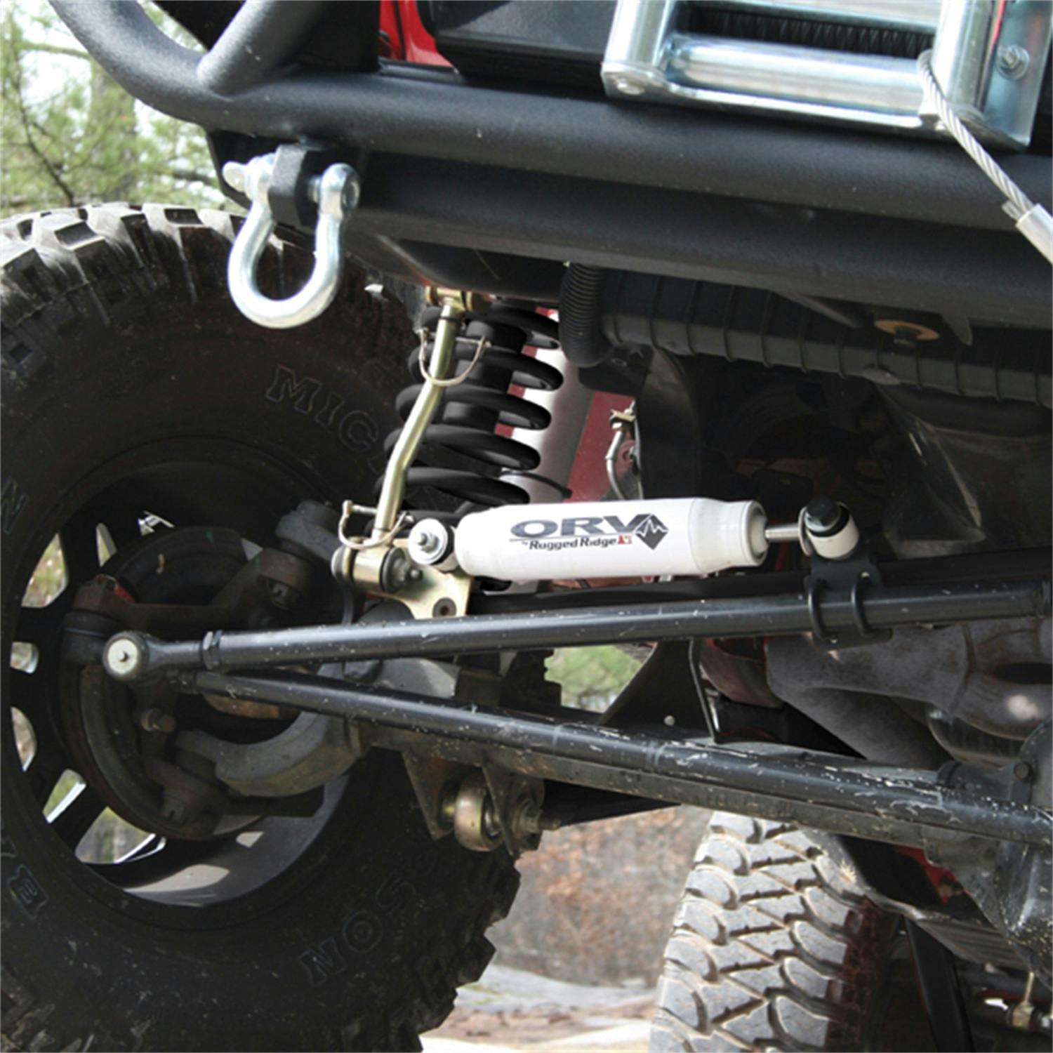 Rugged Ridge 18475.01 Steering Stabilizer; 55-86 Jeep CJ5/CJ6/CJ7/CJ8