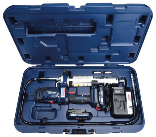 Professional Dual Battery i2-Speed 20V Li-Ion Grease Gun with AC Charger & (2) Batteries