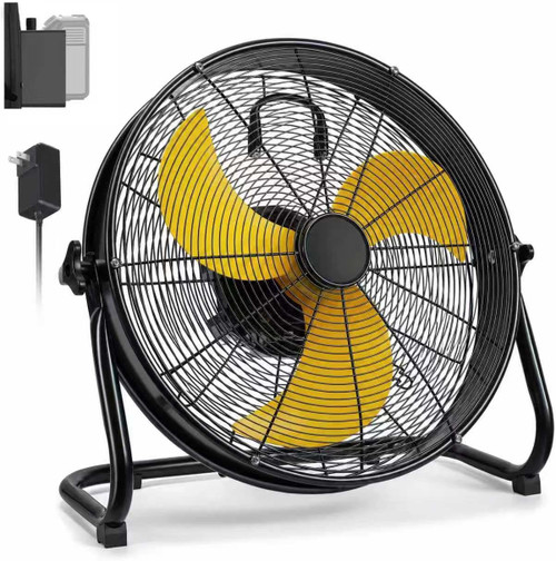 18" Brushless Cordless Floor Fan Compatible with Dewalt 20V Max Battery(Tool Only), 2500 CFM Quiet Industrial Fan with AC Adapter, 5 Speeds 360°Tilt Portable Metal Shop Fan for Garage Jobsite Camping