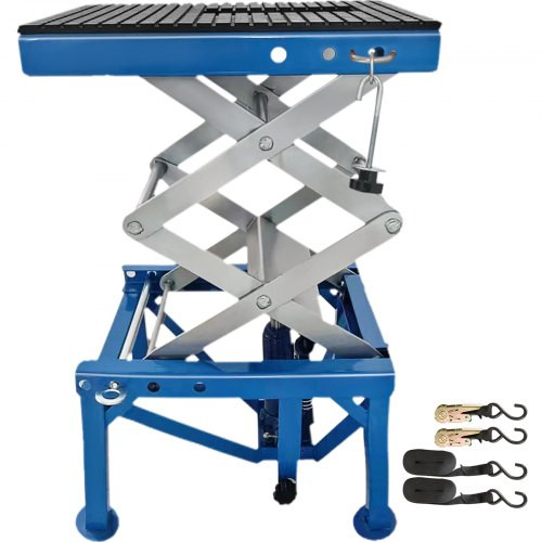 300LBS Motorcycle Jack, Hydraulic Motorcycle Scissor Jack, Portable Lift Table, Adjustable Motorcycle Lift Jack, Blue Motorcycle Lift Stand