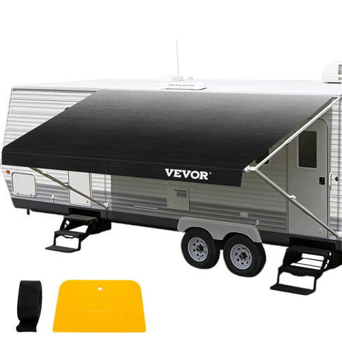 RV Awning 19 ft, Awning Replacement Fabric 18 ft 2 in, Charcoal Fade RV Awning Replacement, 15oz Vinyl Material Replacement Awning, Sun Shade and Waterproof Camper Awning Replacement Fabric