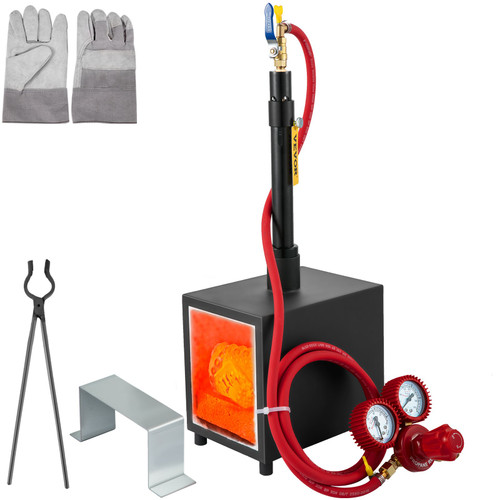 Propane Knife Forge, Farrier Furnace with Single Burner (262k BTU), Portable Square Metal Forge W/an Open Structure, Large Capacity, for Blacksmithing, Knife Making, Forging Tools, 2462™/1350"
