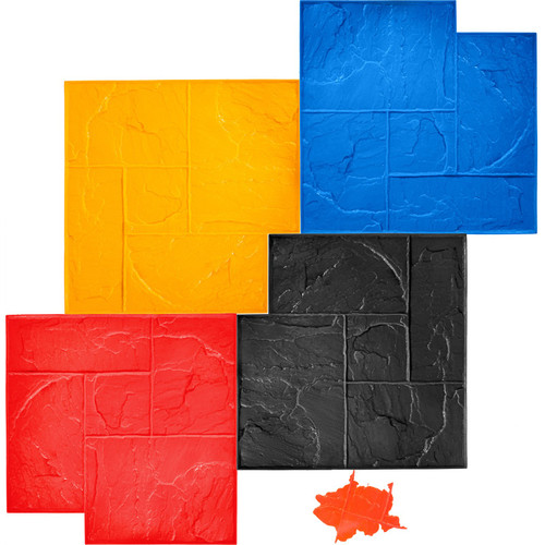 Concrete Texturing Skin, 24"x24" Concrete Stamps Mats Set, Polyurethane Concrete Stamping Mats, Slate Concrete Stamps, 4 PCS Realistic Concrete Texture Mat, Concrete Stamps for Walls/Floors