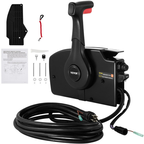 Boat Throttle Control 881170A3 Boat Control Box with 8 Pins Outboard Control Box with Emergency Lanyard Side Mount fit for Mercury Engine