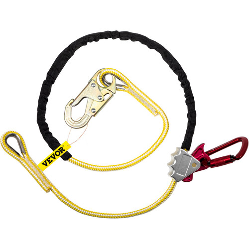 Positioning Lanyard, 1/2 inch x 8 ft Positioning Rope, Polyester Arborist Lanyard for Tree Climber, Adjustable Work Position Lanyard for Fall protection with Rope Grab, Snap Hook, D-ring