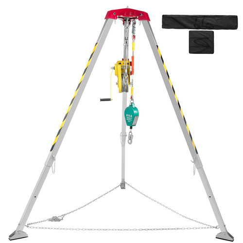 Confined Space Tripod with 2600lbs Winch Confined Space Kit 8' Legs and 98' Cable Confined Space Rescue Tripod with 32.8' Fall Protection for Confined Space Rescue