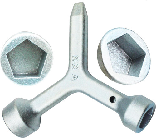 Meter Curb Box Key MKF2, Pentagonal Wrench for Water & Electric Meter Lids (Silver, 1 Pc)