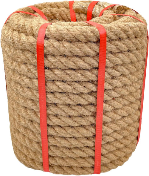 Natural Hemp Rope, 1 In X 100 Ft, Brown, Ideal for Crafts, Porch Swing, Decor, Railing, Docks, Landscaping