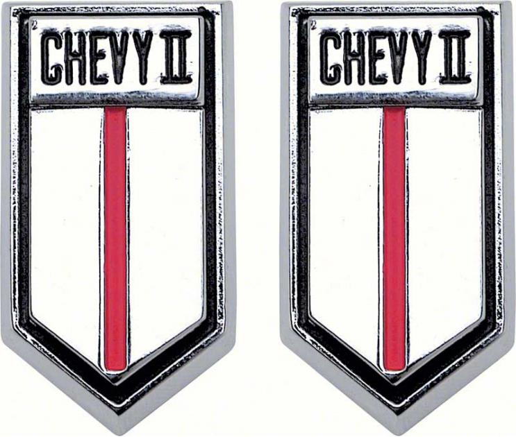 1966-67 Chevy II, Door Panel Emblems, Pair