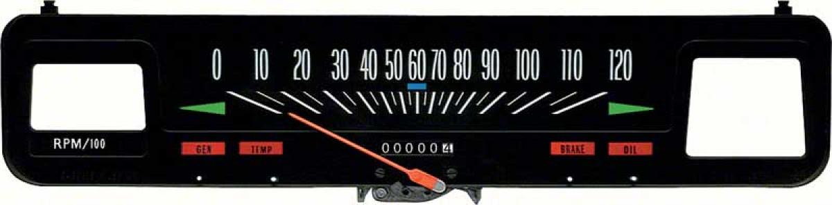 1969-74 Nova Speedometer, 120 MPH, With Console Gauges, White Font