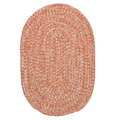 2.25′ x 3.8′ Orange and Beige All Purpose Tweed Handcrafted Reversible Oval Area Throw Rug