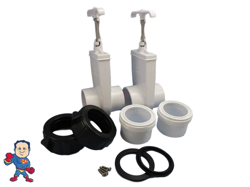 2 Inch Hot Tub Heater Split Nut Assembly Kit – Set of 2 with Unions & Slice Gate Valves