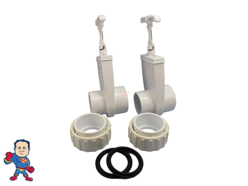 2-Pack: 2″ Gate Slice Valves Street x Slip with Pump Unions – Hot Tub Spa Replacement Kit