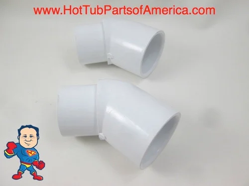 2-Pack 45 Degree 1 1/2 Inch Street X Slip PVC Elbow Fittings for Hot Tub Spa Plumbing
