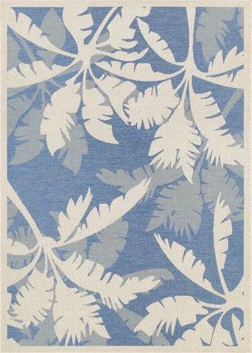 2′ x 3.5′ Blue and Ivory Floral Rectangular Outdoor Area Throw Rug