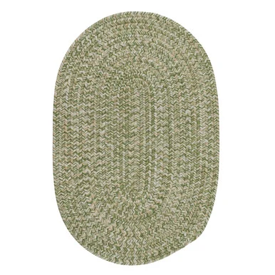 2′ x 3′ Olive Green All Purpose Handmade Reversible Oval Mudroom Area Throw Rug