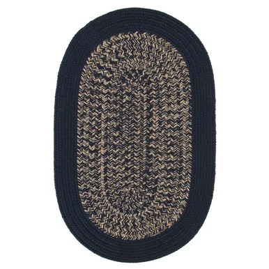 2′ x 4′ Blue and Beige All Purpose Handcrafted Reversible Oval Outdoor Area Throw Rug