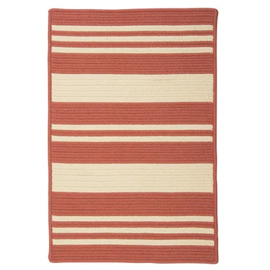 2′ x 7′ Terracotta Red and Beige Stripped Handcrafted Reversible Area Throw Rug Runner