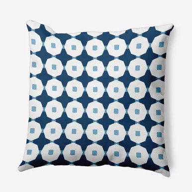 20″ x 20″ Blue and White Button Up Square Outdoor Throw Pillow