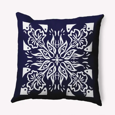 20″ x 20″ Blue and White Cuban Tile Square Outdoor Throw Pillow