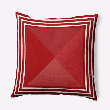 20″ x 20″ Red and White Nautical Angles Square Outdoor Throw Pillow