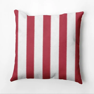 20″ x 20″ Red and White Perfect Stripe Outdoor Throw Pillow