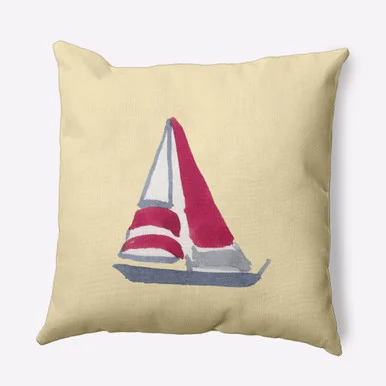 20″ x 20″ Yellow and Red Sail Outdoor Throw Pillow