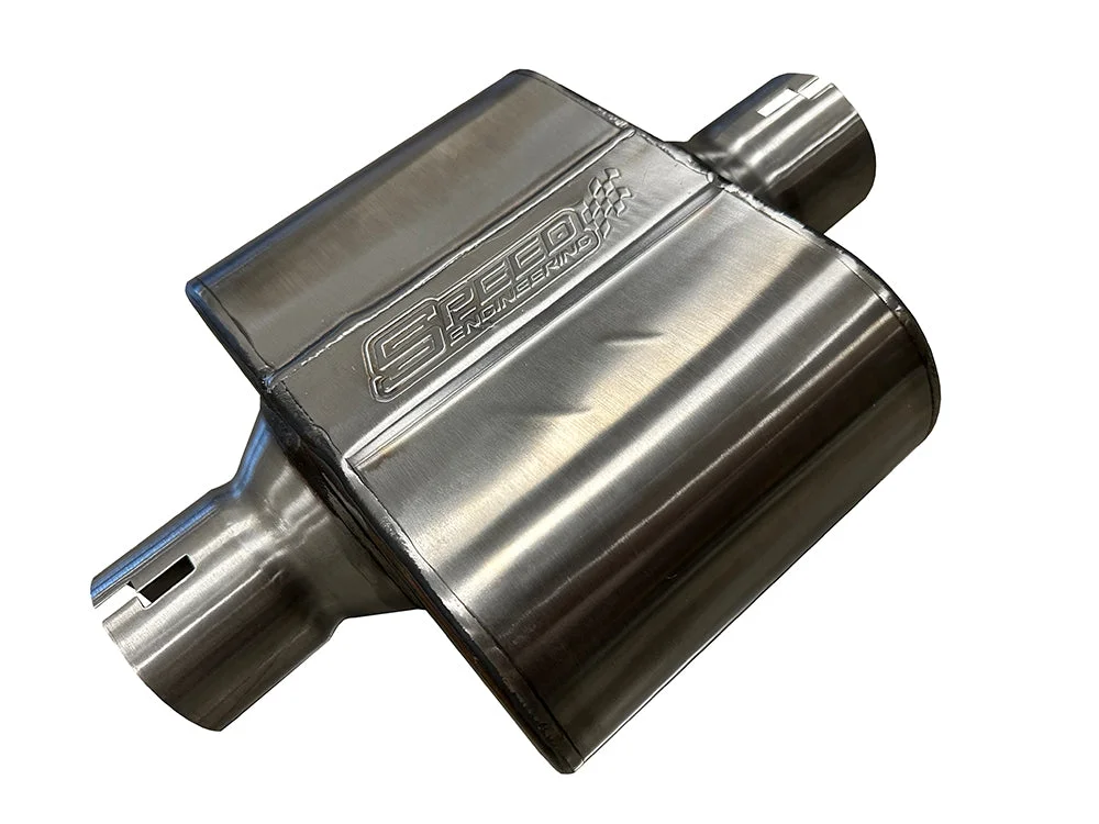 Speed Engineering 2.5″ Inlet/Outlet “Race Series” Muffler | (Center Inlet, Center Outlet)