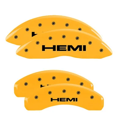 MGP 42002SHEMYL Caliper Covers Yellow with HEMI Logo for 05-10 Jeep Grand Cherokee & 06-10 Commander XK