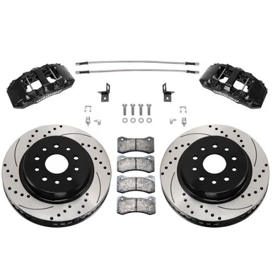 Wilwood 140-17274-D AERO6-DM Direct-Mount Front Brake Kit Drilled Rotors Black Calipers for 07-18 Jeep Wrangler JK