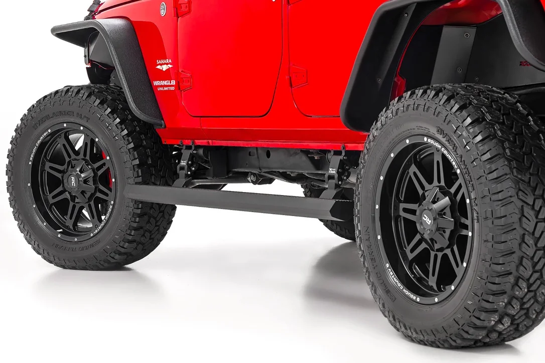 Rough Country Power Running Boards for 2007–2018 Jeep Wrangler JK | Retractable E-Boards with LED Lights