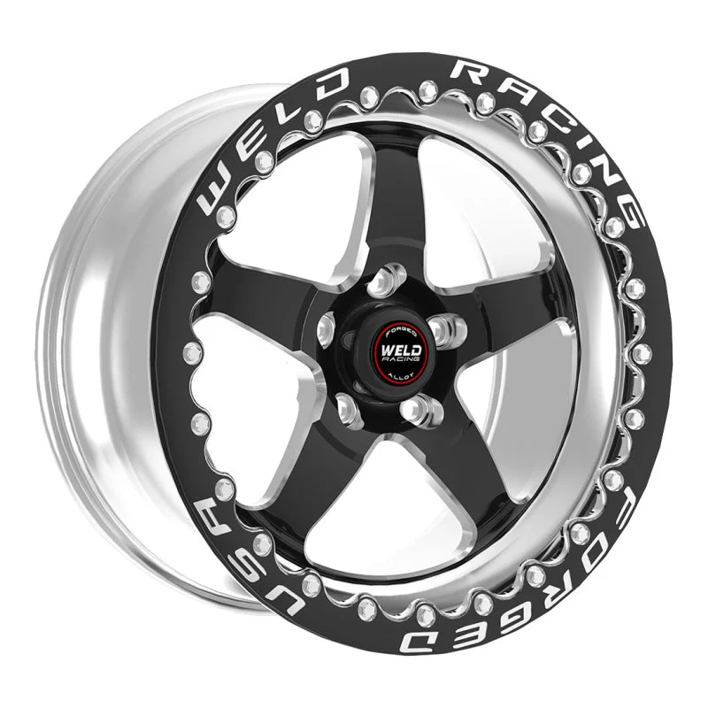 Weld S71 15×11.33 / 5×115 Conical Lug / 6.5in BS Black Wheel 3.18in ID (Medium) – Single Beadlock