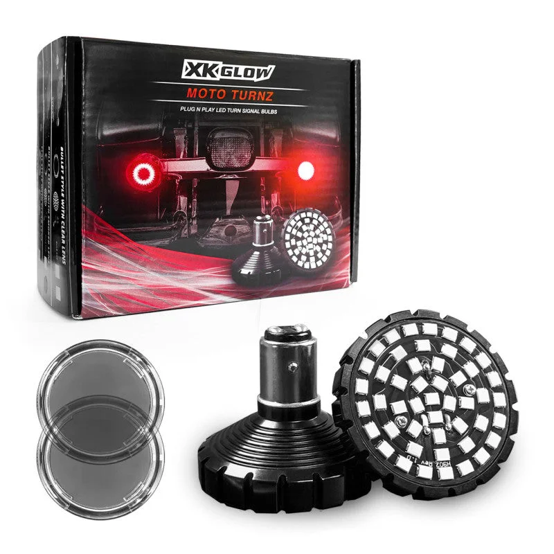 XK Glow Motorcycle Rear LED Turn Signal Kit – Bullet Style Smoked Lenses