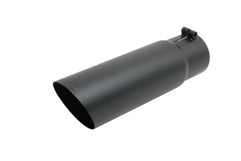 Gibson Round Single Wall Angle-Cut Tip – 4in OD/2.5in Inlet/12in Length – Black Ceramic