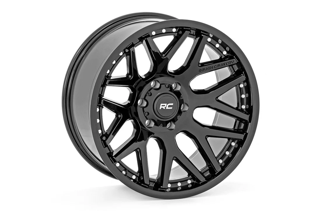 Rough Country 95 Series Wheel | One-Piece | Gloss Black | 20×10 | 8×6.5 | -19mm | 1988-2000 | 95201010