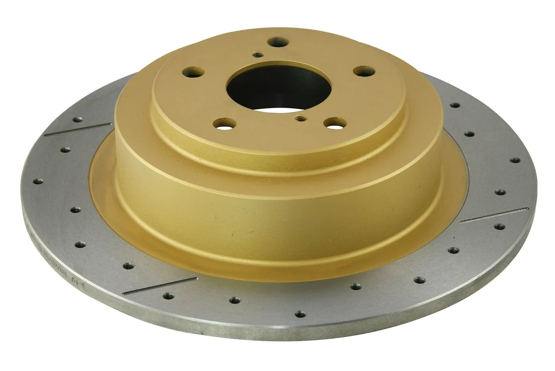 2000-2004 Subaru Outback & More | DBA Street Series Gold Cross-Drilled/Slotted Brake Rotor [Rear] | DBA657X