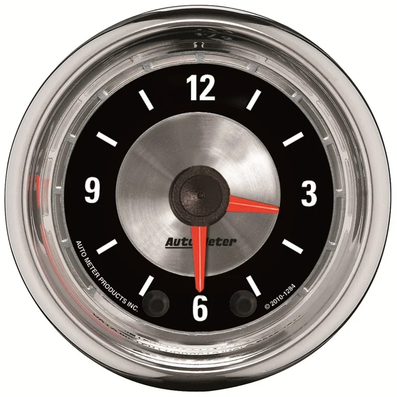 GAUGE, CLOCK, 2 1/16in, 12HR, ANALOG, AMERICAN MUSCLE