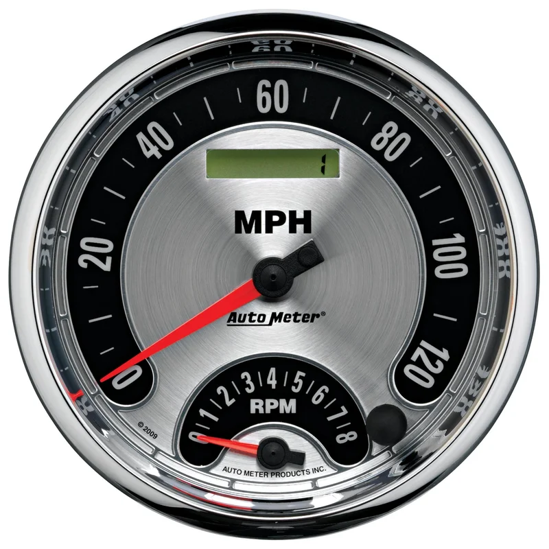 GAUGE, TACH/SPEEDO, 5in, 160MPH & 8K RPM, ELEC. PROGRAM., AMER. MUSCLE