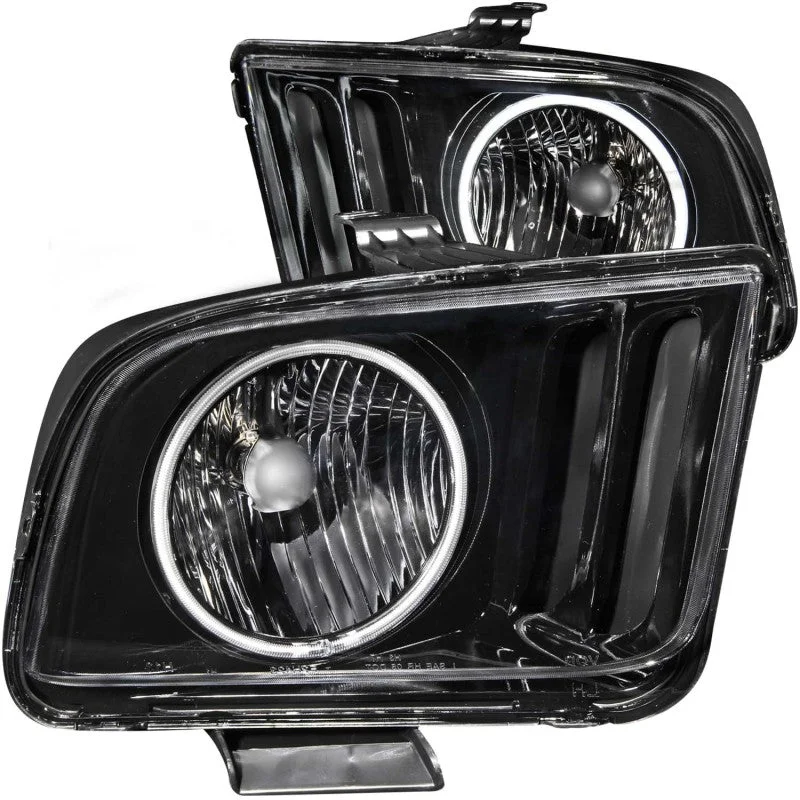 ANZO 2005-2009 Ford Mustang Crystal Headlights with Halo Black CCFL