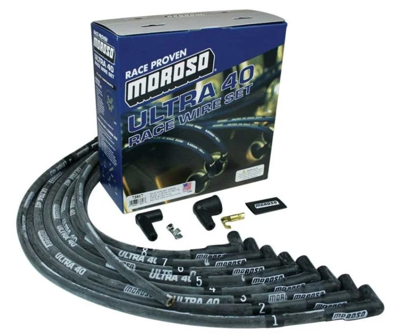 Moroso Chevy Small Block Ignition Wire Set – Ultra 40 – Sleeved – HEI – 90 Degree – Black