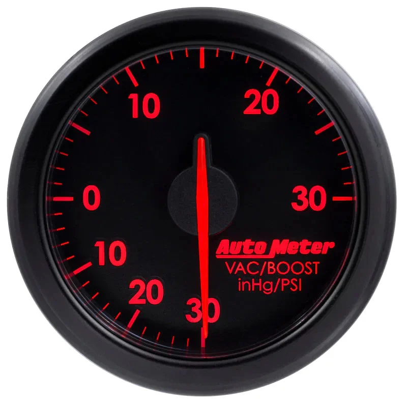 Autometer Airdrive 2-1/6in Boost/Vac Gauge 30in HG/30 PSI – Black