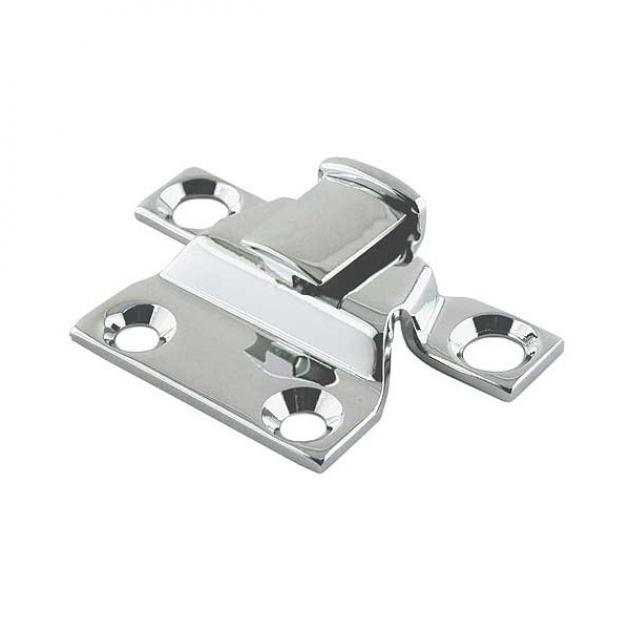 Model A Ford Street Rod Hood Retainer - Front - Chrome - 4 Hole - For 1932 Style Center Hood Hinge